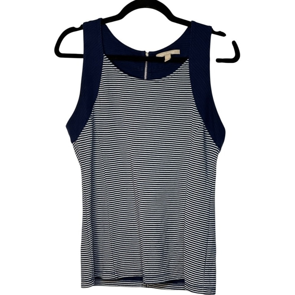 Banana Republic Striped Tank Top Sleeveless Nautical Blue White Zipper Back 8
